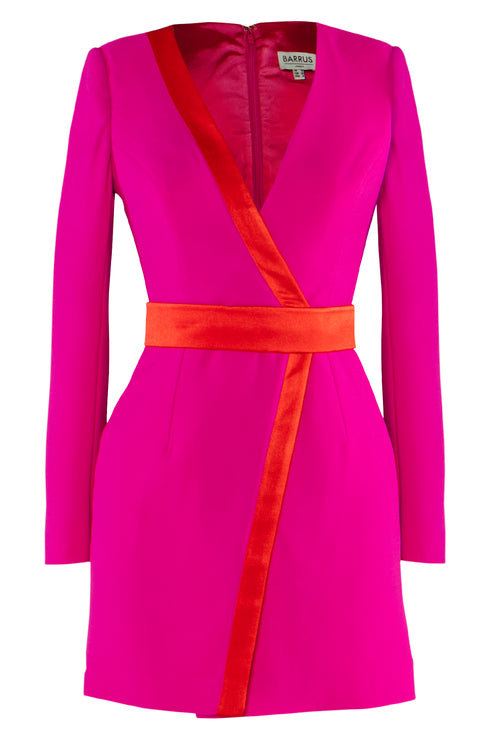 Fuchsia V-Neck Jacket Dress